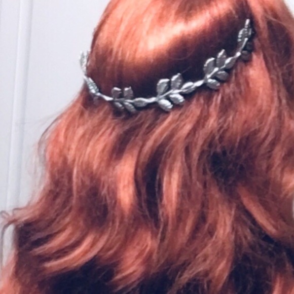 SILVER Metal Leaf Athena Greek Headband - Picture 3 of 5